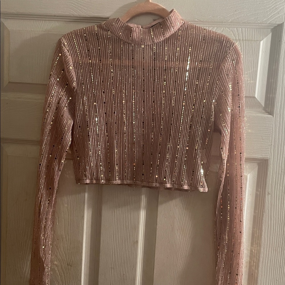 Sparkling Long Sleeve Crop Top